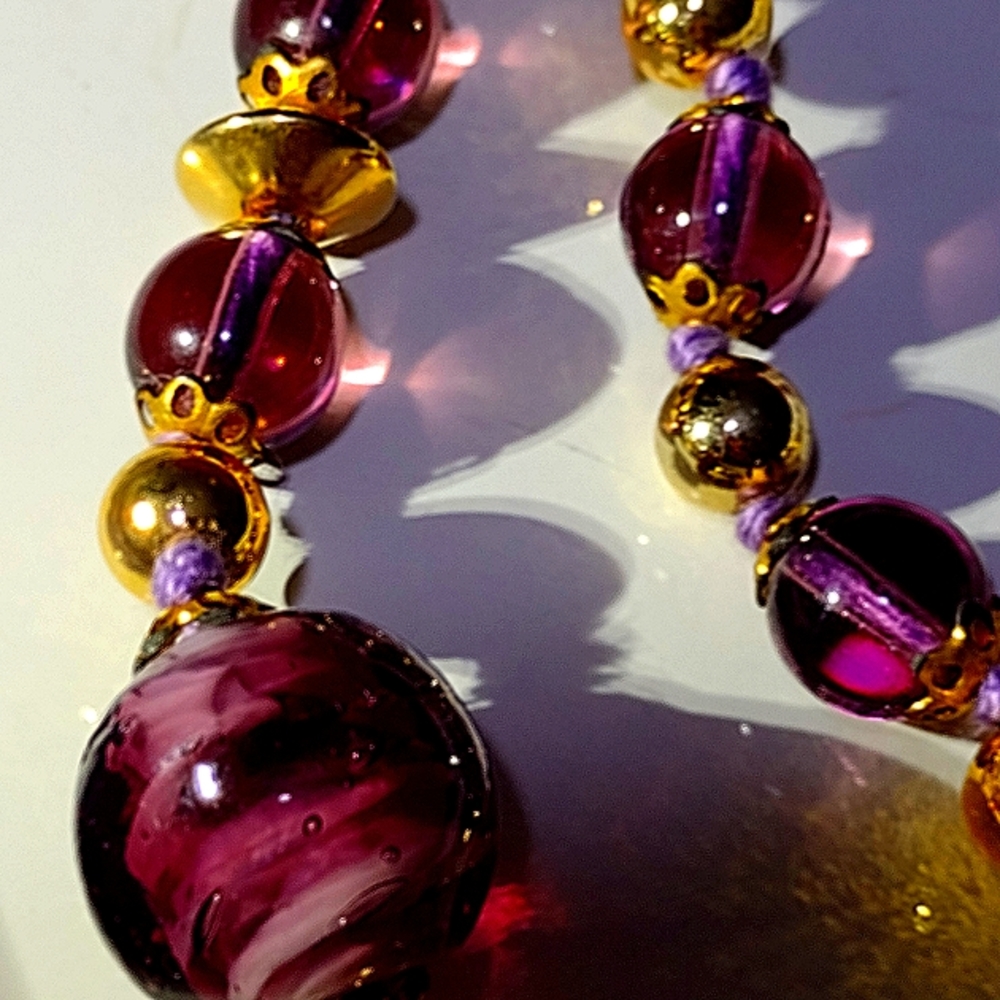 Deep Purple Beads w/Golden Highlights